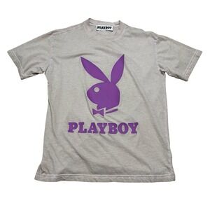 Playboy By PacSun Men's Big Logo T Shirt Beige Size Small 19 x 26.5